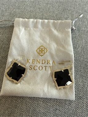 Kendra Scott Black and Gold Faceted Dangle Earrings